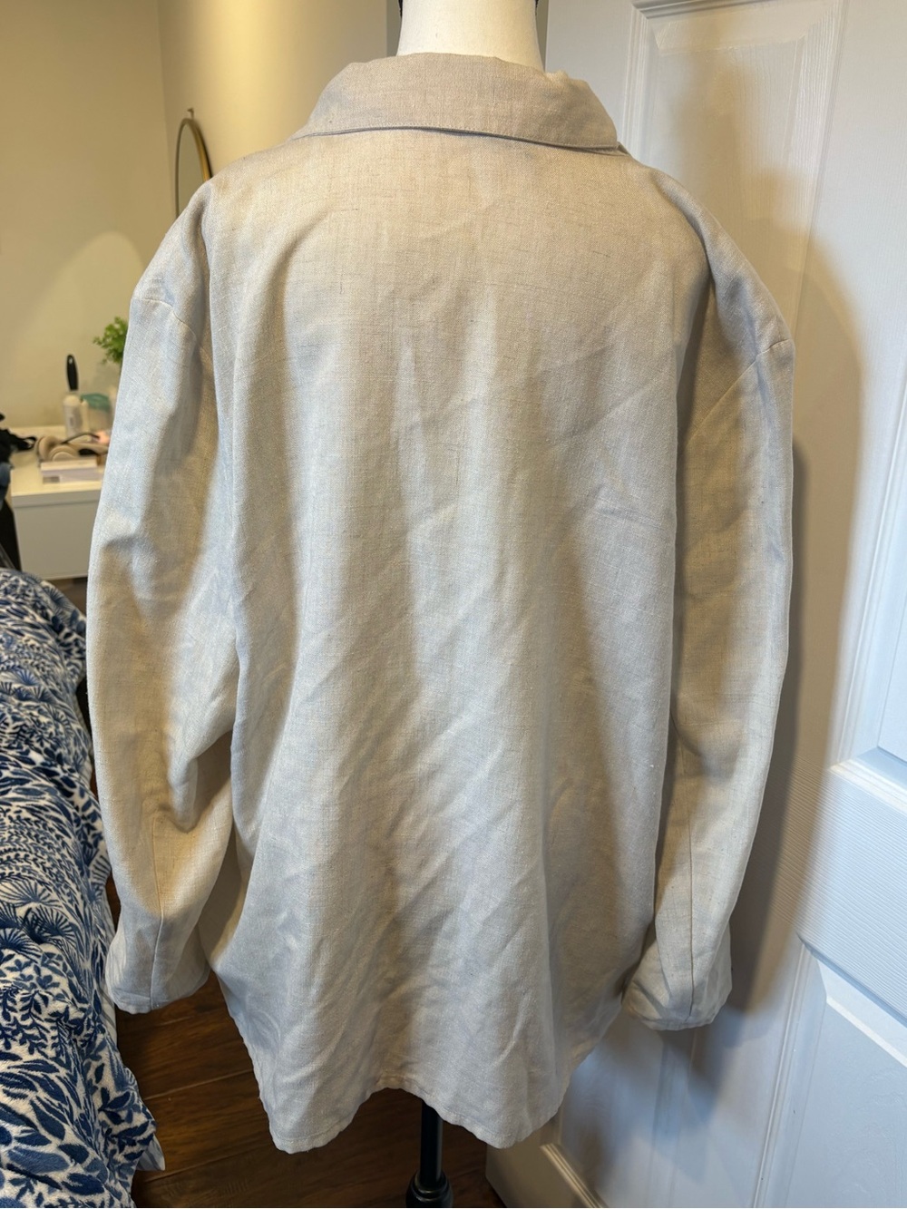 Vintage 70s Linen Blend Oversized Blazer Jacket 2X - Picture 7 of 7